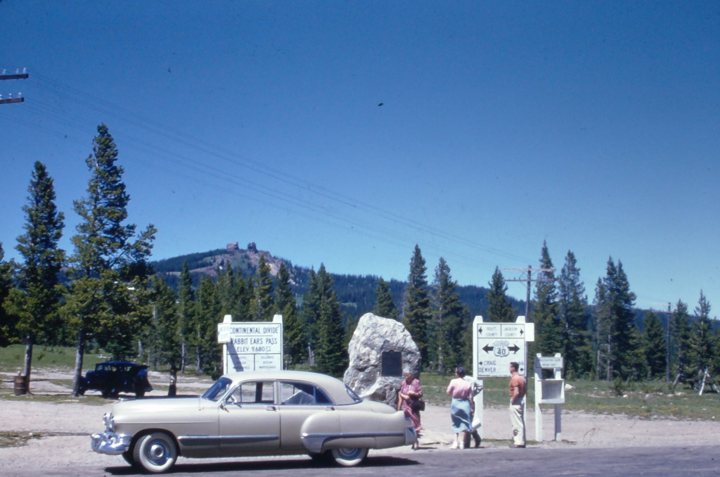 Rabbit Ears Pass Continental Divide signs in June 1952