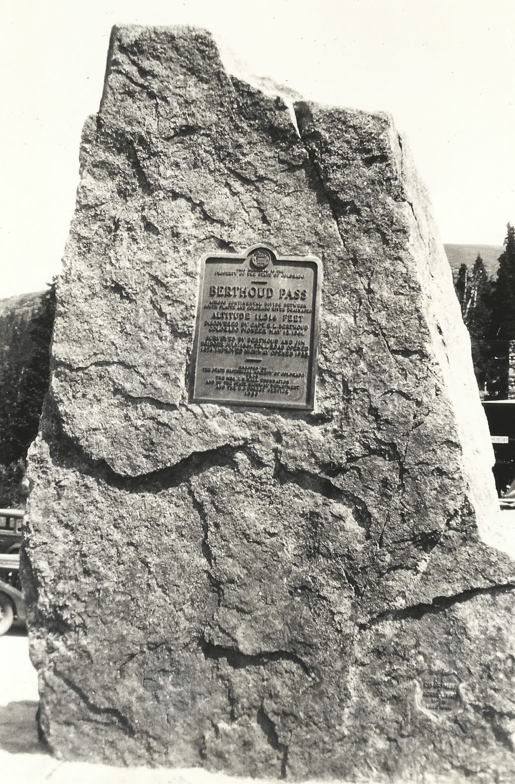 historical marker at top of Berthoud Pass on the Continental Divide