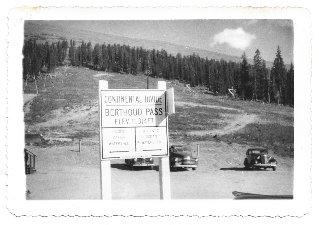 full scan of Berthoud Pass Continental Divide sign photograph CB-465 circa early 1950s