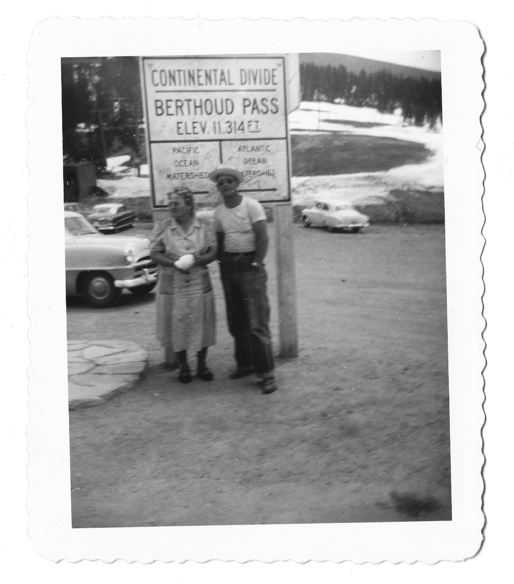 full scan of 1950s Berthoud Pass Continental Divide sign photograph CB-172