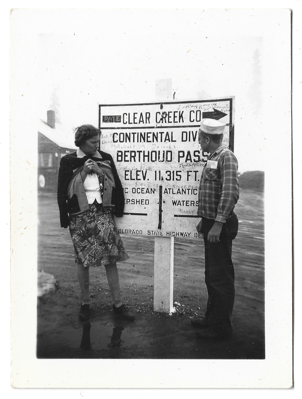 full scan of Berthoud Pass Continental Divide sign photograph CB-430