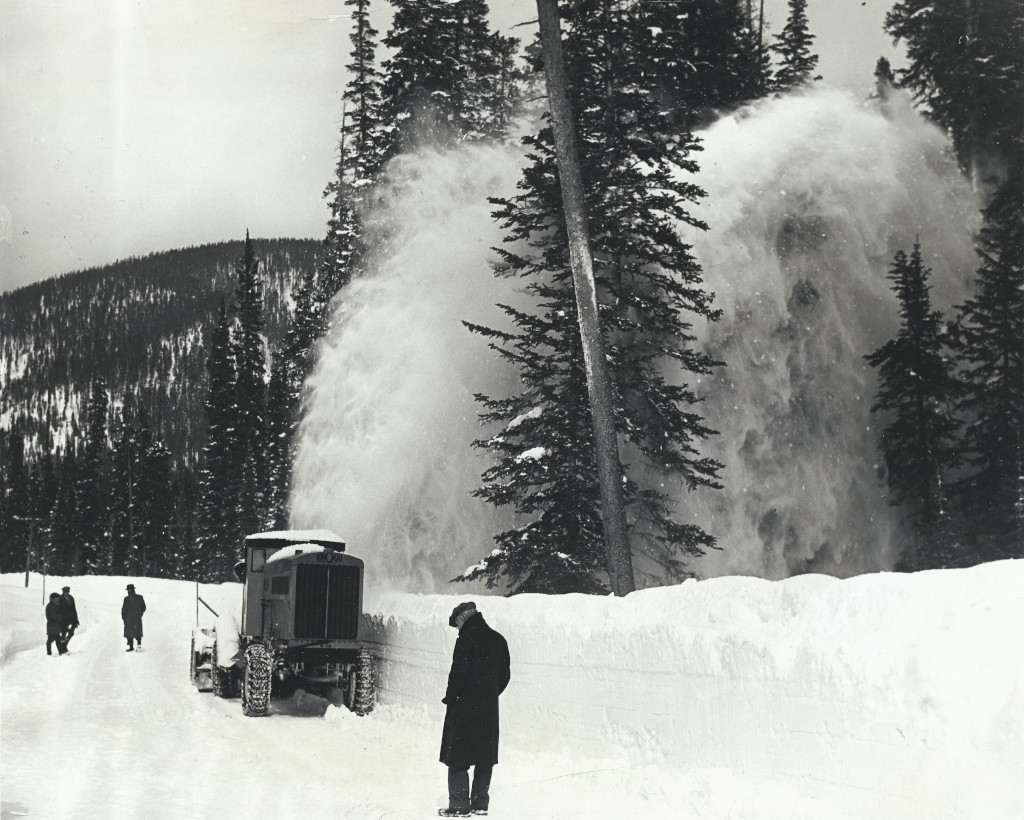 Berthoud Pass rotary snowplow historical photo with Snogo snowplow in year 1932