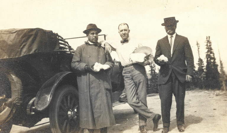 men and car on top of berthoud pass summit in 1914