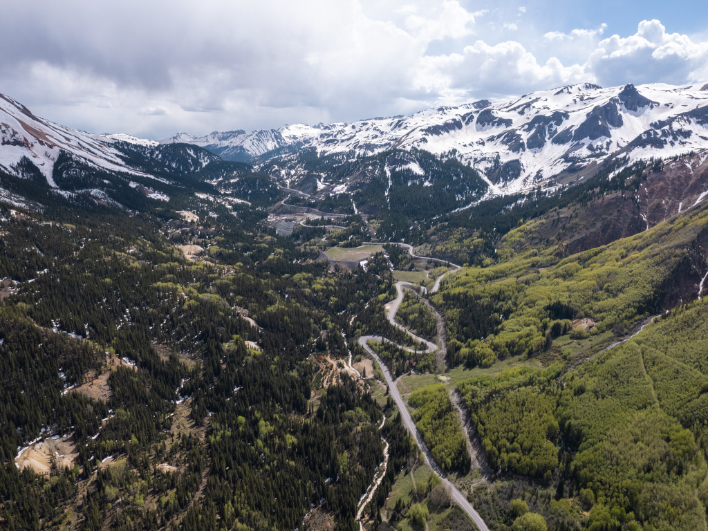 Red Mountain Pass aerial view with Us Highway 550