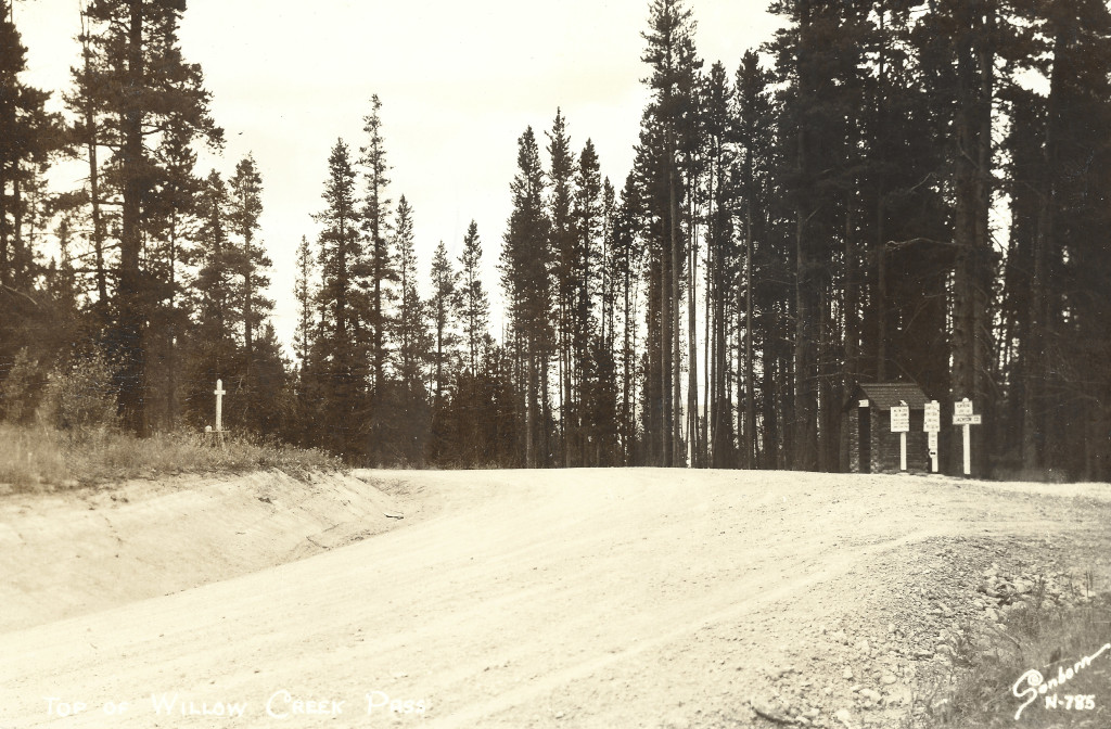 Willow Creek Pass Continental Divide sign in 1947