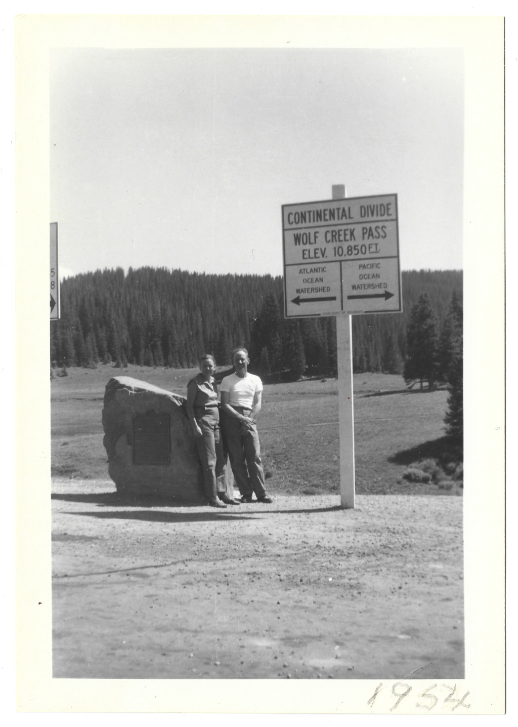 full scan of 1954 wolf creek pass continental divide sign photograph CWO-SD2