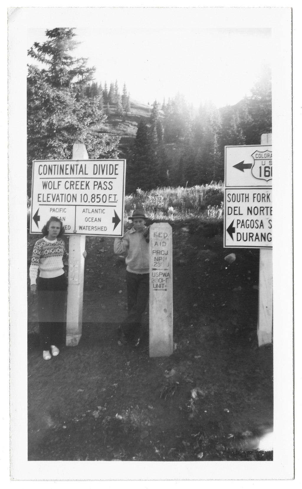 full scan of Wolf Creek Pass Continental Divide sign photograph CWO-142