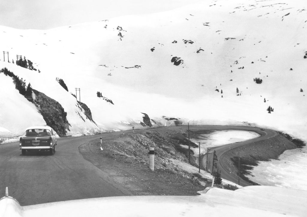 Loveland Pass in 1957 with cars