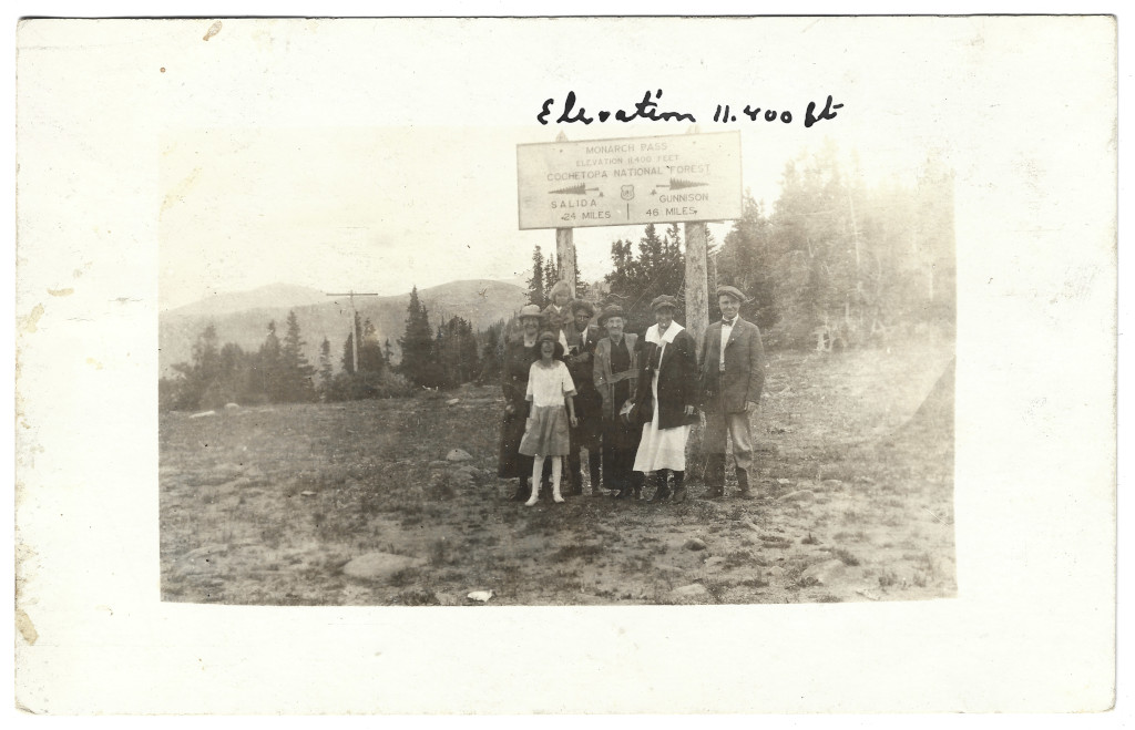 Full scan of 1920 Monarch Pass Continental Divide Sign postcard image CMO-8151920