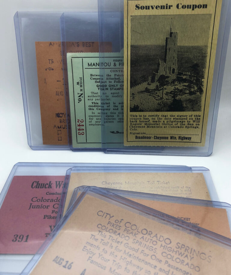 1949 Pikes Peak Colorado toll road ticket and souvenir ticket lot LT-49PIK7