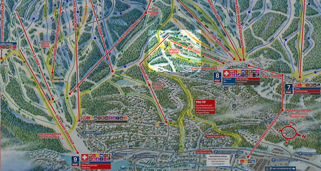 Trygve's Platter Breckenridge beginner skiing trail map