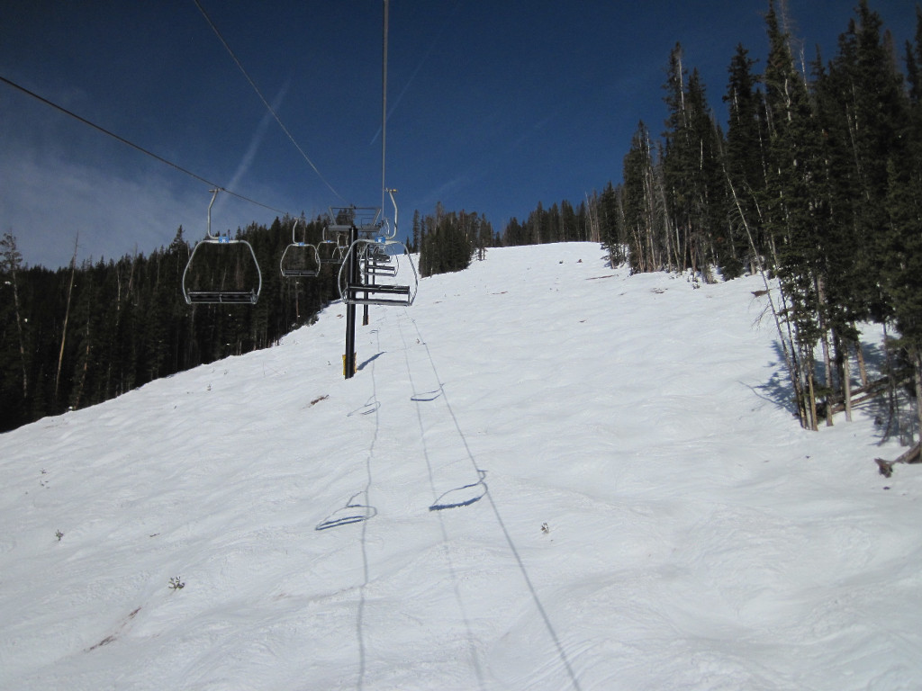 Highline and Drain Pipe ski trails in Spaulding Bowl at Copper Mountain