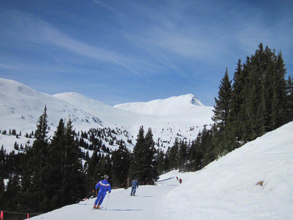 traversing the Otto Bahn ski trail at Copper Mountain