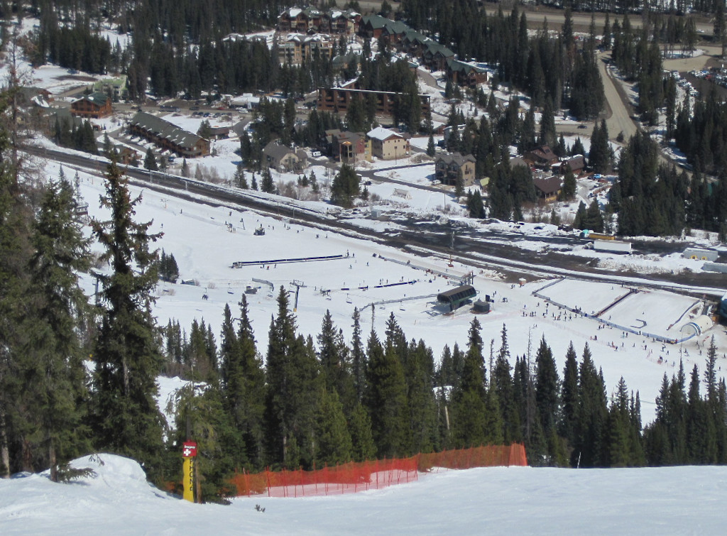 Sorensen Park beginner skiing zone wide photo seen from above at Winter Park