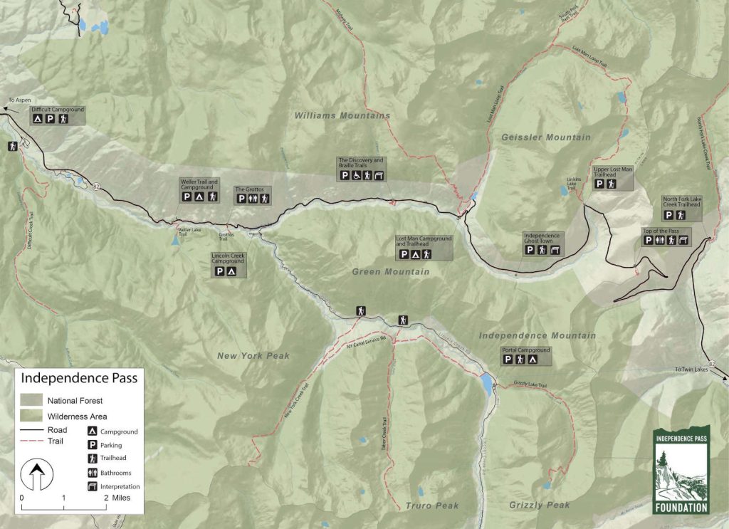 map of campgrounds on Independence Pass