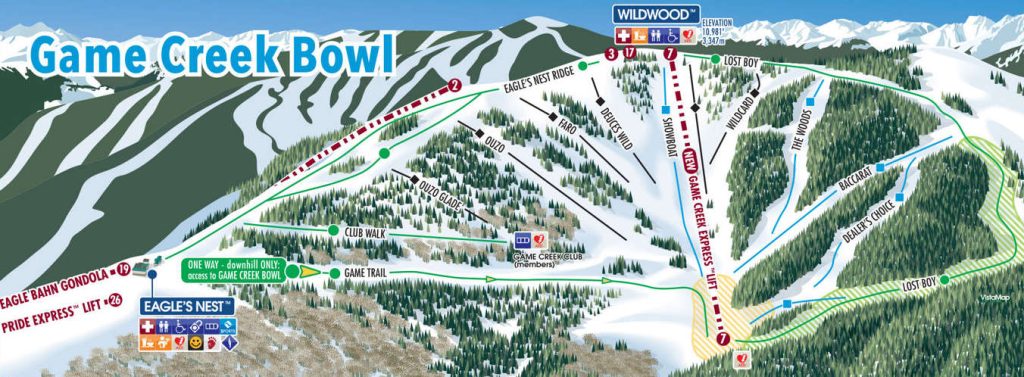 Game Creek Bowl trail map for Vail Ski Resort